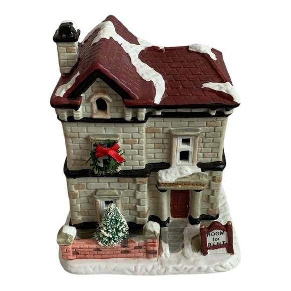 VNTG Xmas Santa Clause Village Christmas Valley Place For Rent Porcelain House - Picture 3 of 8